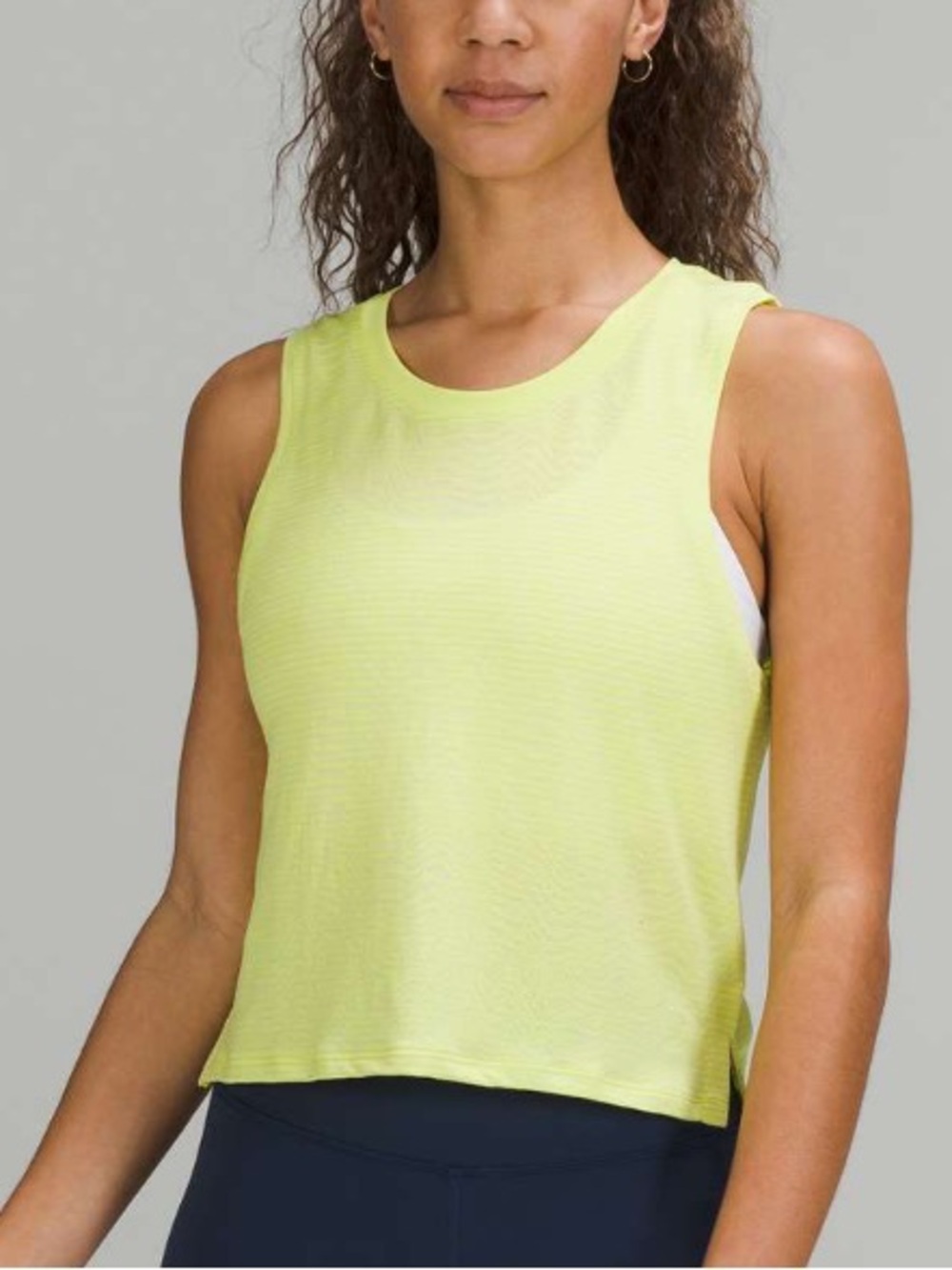 Lululemon Train to Be Tank Top Ripple Wave Electric Lemon White Size Small